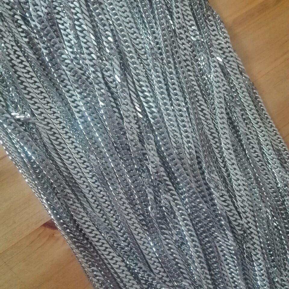 new list in bulk 10meter Lot Silver TOne Stainless steel jewelry finding double curb link chain 4mm wide DIY