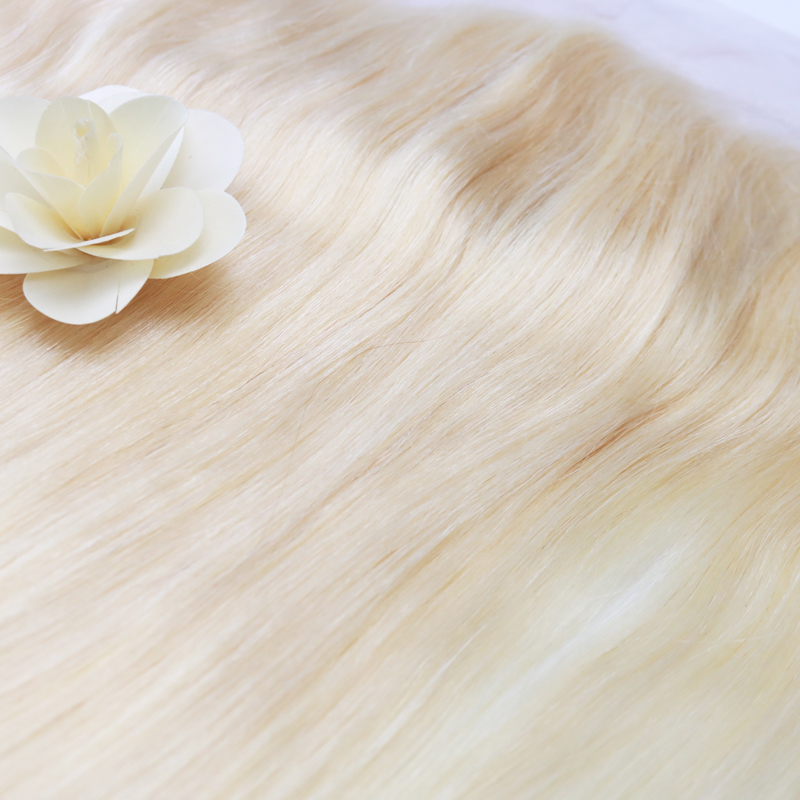 Brazilian Remy Hair 13"X4" Free Part 613 Blonde Lace Frontal Closure Straight Human Hair 130% Density