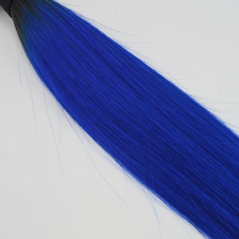 Wholesale Price Ombre Blue Hair Weaves Brazilian Straight Human Hair Extensions Remy Hair Bundles 100G one Piece