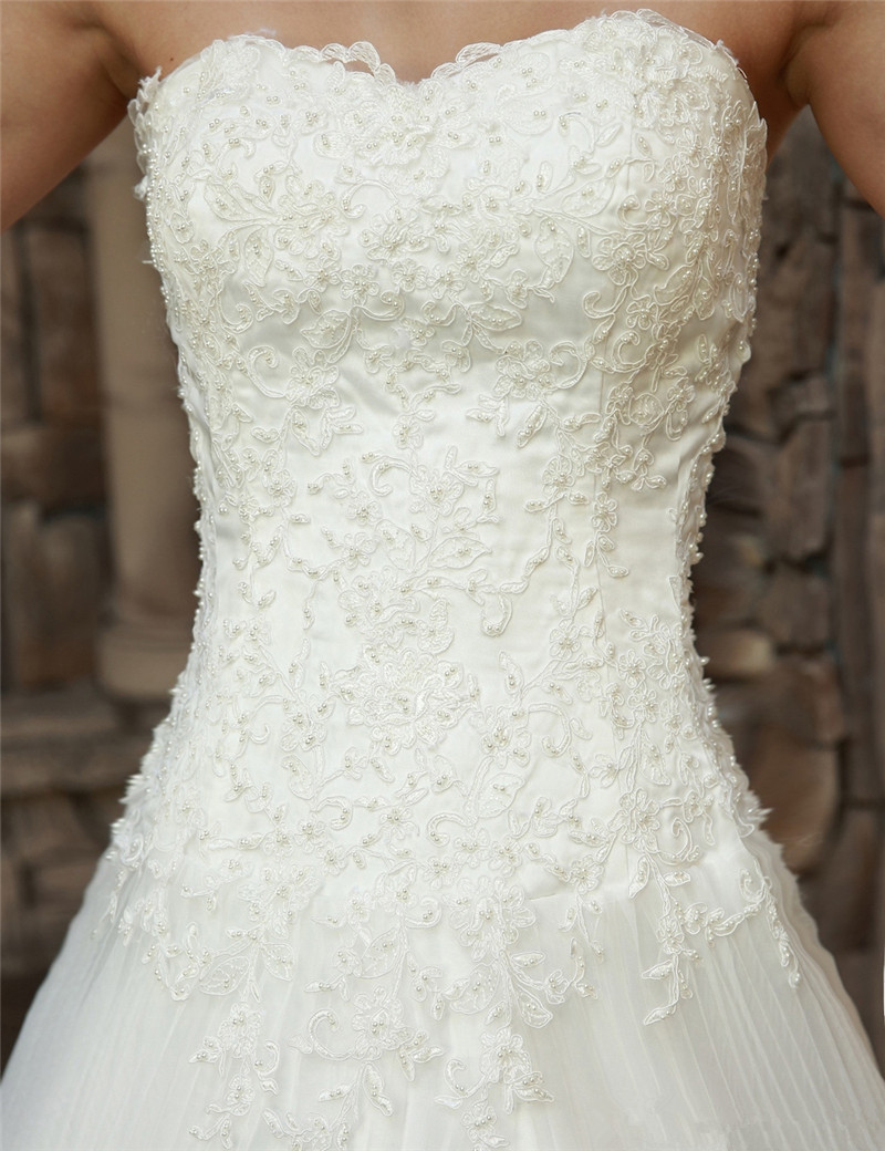 2017 Elegant Sexy Sweetheart Appliques Ball Gown Wedding Dresses With Beading Organza Plus Size Bridal Gowns Vestido De Novia BW03