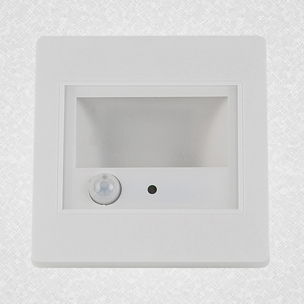 2.5W LED Human Body & Light Sensor Wall Plinth Recessed Stairs Footlight Corridor Lamps Hotel Restroom Bedroom Night Lights