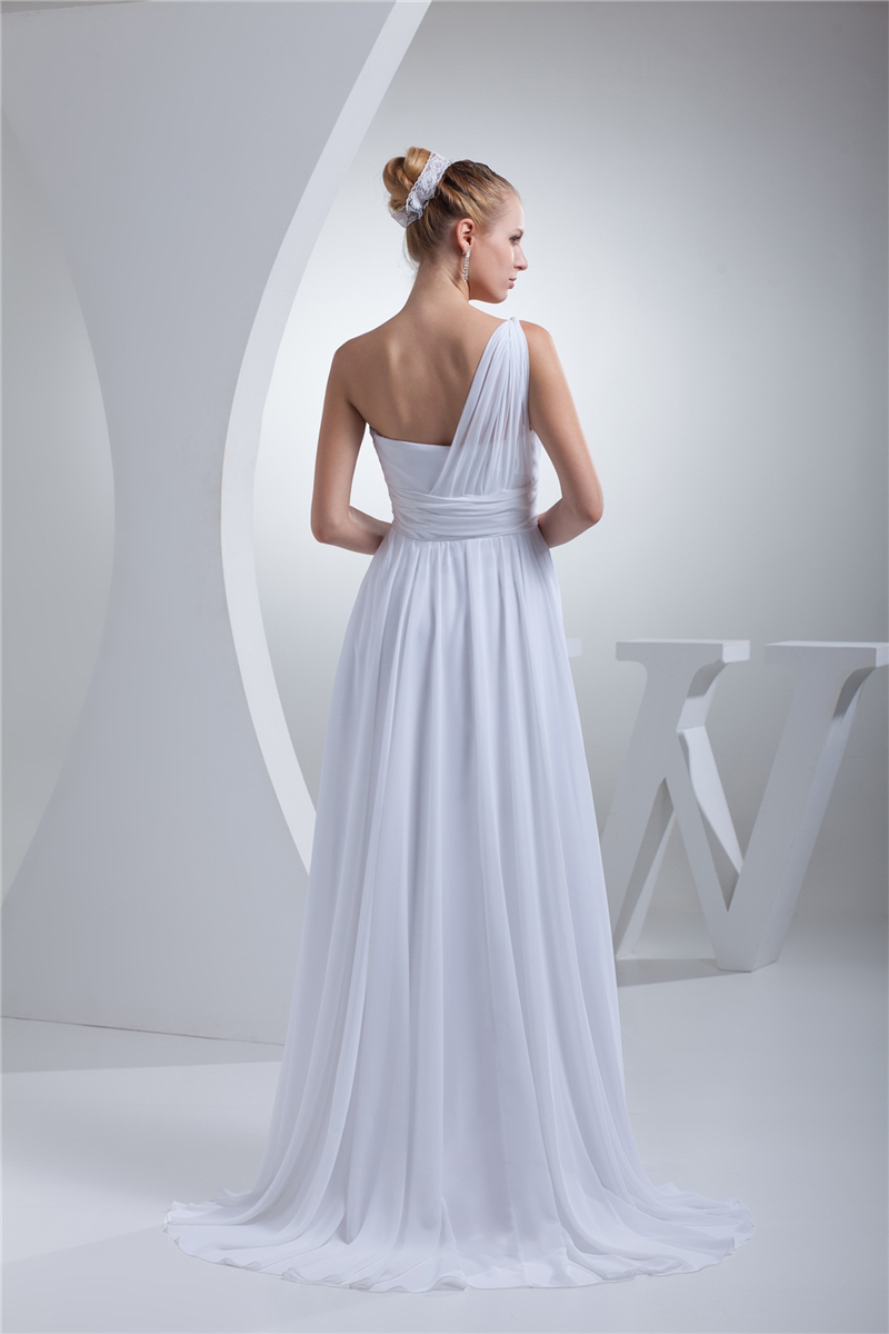 newest elegant real photo one shoulder chiffon wedding dresses aline bow plus size wedding party bridal gowns bm39