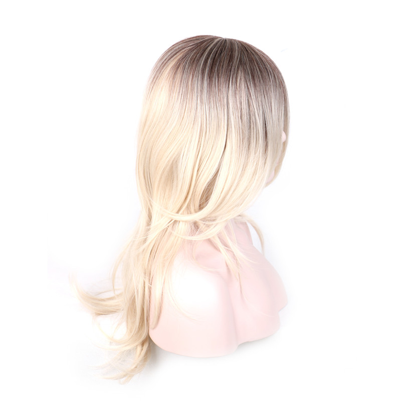 WoodFestival blonde dark roots wig long straight ombre heat resistant wigs women synthetic hair 60cm