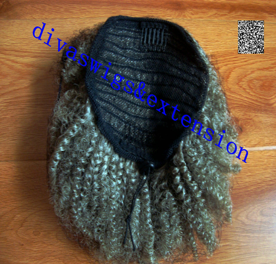 Gray hair puff afro kinky curly drawstring ponytail uman hair extension white silver 10a Grade grey women hair replacement ponytail updo bun