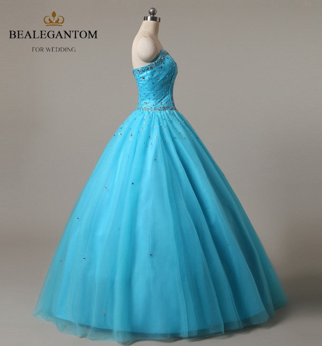 Bealegantom Fashionable Cheap Quinceanera Dresses 2018 Ball Gown with Beaded Crystal Lace Up Sweet 16 Dresses In Stock QA522