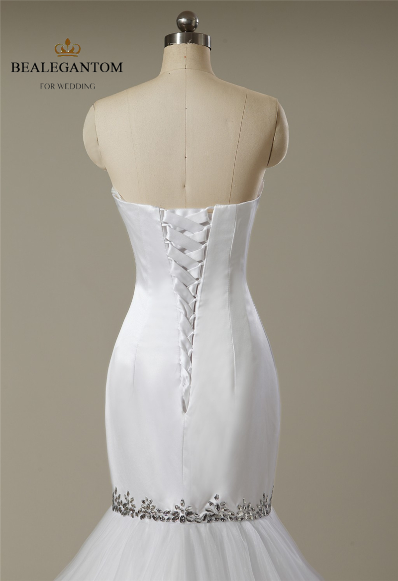 White Sexy Mermaid Wedding Dress Sweetheart Appliques Satin Floor-Length Party Dresses Bridal Gowns