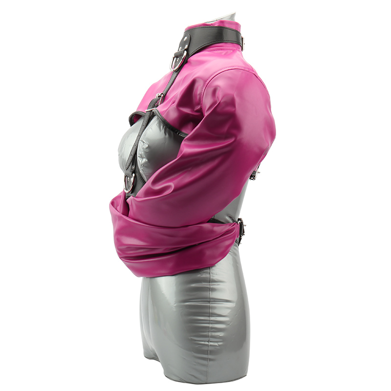 Fetish Erotic PU Leather Strait Jacket, Open Breast Straitjacket Bondage Restraints Harness Adult Games Sex Toys for Couples 0701