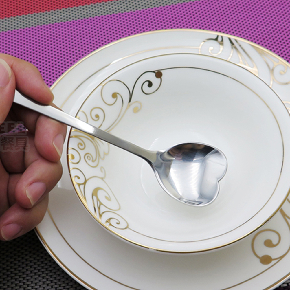 Wholesale- 1 PCS Heart Coffee Spoon Dessert Sugar Stirring Ice Cream Honey Kitchen Coffeeshop FlatwareSpoons Spoons