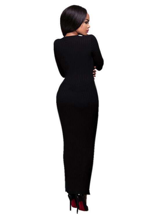 NEW Double row button long skirt article pit cloth nightclub sexy long-sleeved cultivate morality dress skirt long skirt