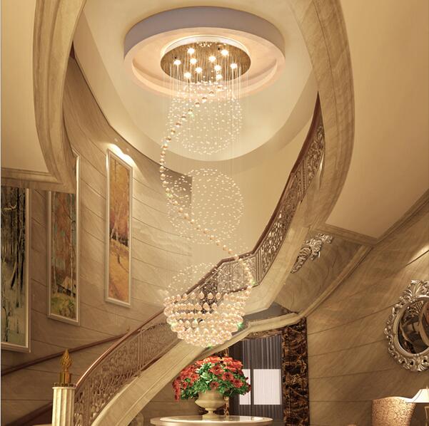 K9 LED Crystal Chandeliers Lights Stairs Hanging Lamp Indoor Lighting Decoration with D70CMCM Chandelier Light Fixture H200s