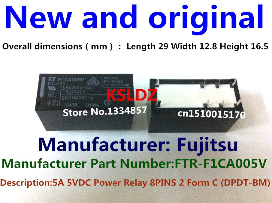 Free shipping lot (5 pieces/lot)100%Original New FT F1CA005V FTR-F1CA005V F1CA012V FTR-F1CA012V F1CA024V FTR-F1CA024V 8PINS 5A Power Relay
Free shipping lot (5 pieces/lot)100%Original New FT F1CA005V FTR-F1CA005V F1CA012V FTR-F1CA012V F1CA024V FTR-F1CA024V 8PINS 5A Power Relay