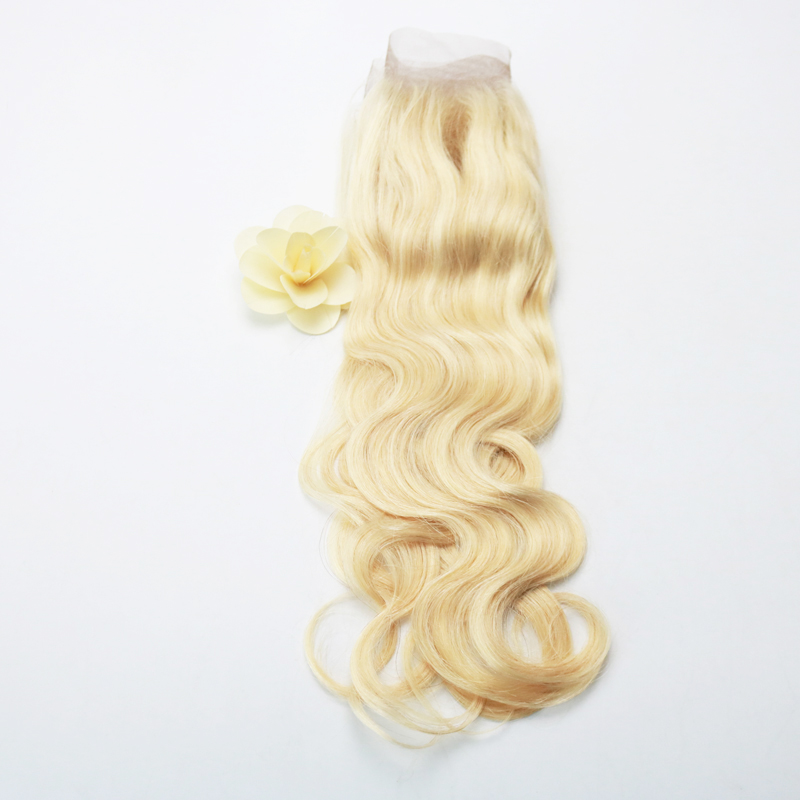 Hot Sell 613 Full Blonde Brazilian Remy Human Hair Lace Frontal Closure Free Part Body Wave 13x4 Bleached Knots Baby Hair