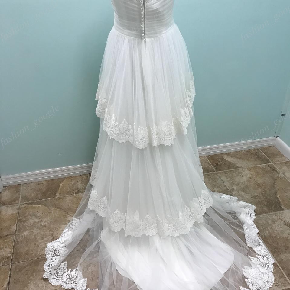 Boho Bohemian Wedding Dresses 2017 with Sweetheart Neck & Ruffles Skirt Real Pictures A Line Country Beach Garden Chapel vestidos de noiva