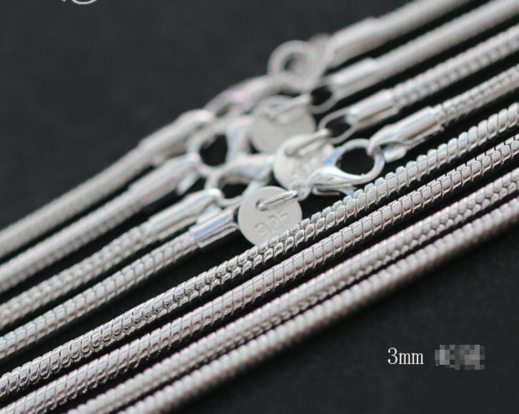 50cm Men's necklace jewelry 3mm long size option 925 sterling silver long necklace snake chains gift pouches free G213