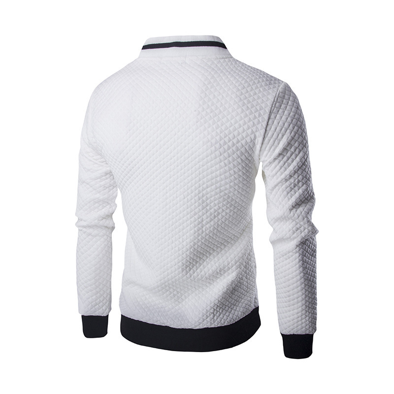 Wholesale- New Trend White Jacket Men Veste Homme 2016 Bomber Mens Fashion Slim Fit Argyle Zipper Varsity Jacket Casual Jacket For Fall