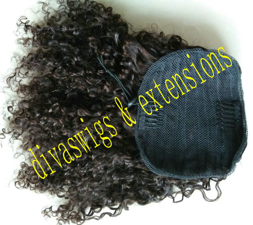 Peruvian virgin hair afro kinky curly human hair ponytail for black women,spiral curly drawstring ponytail clip in hair extension 120g