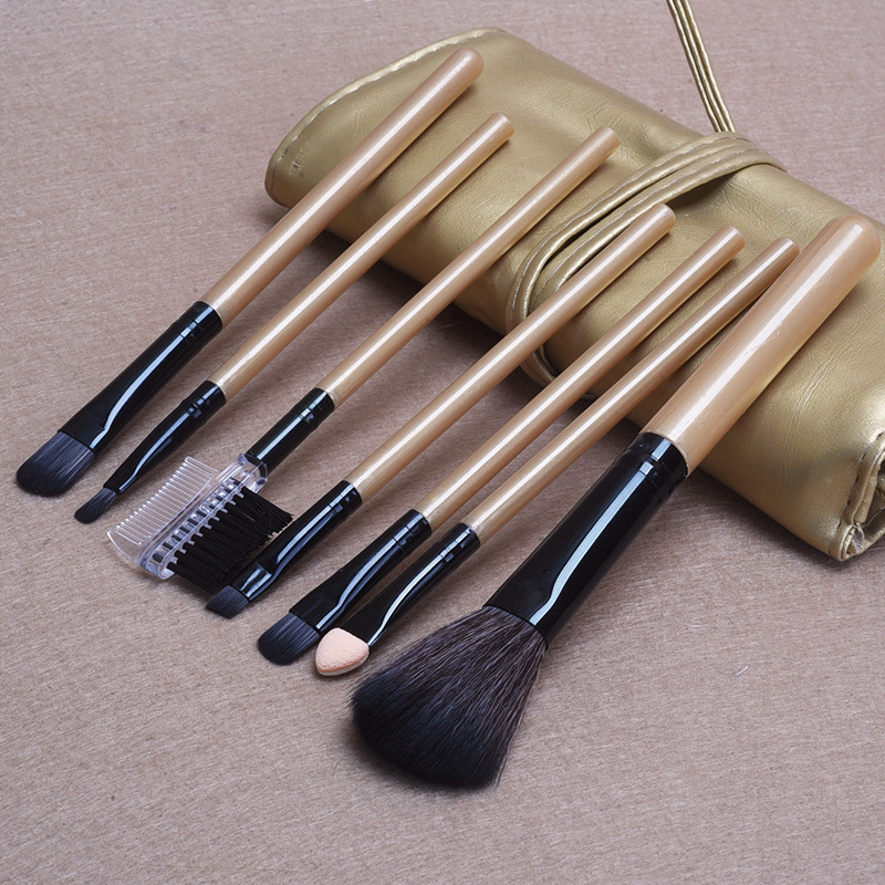 Professional 7 pcs paintbrushes of Makeup Brushes Set tools Make-up Toiletry Kit Wool Brand Make Up Brush Set Case ZA2017
