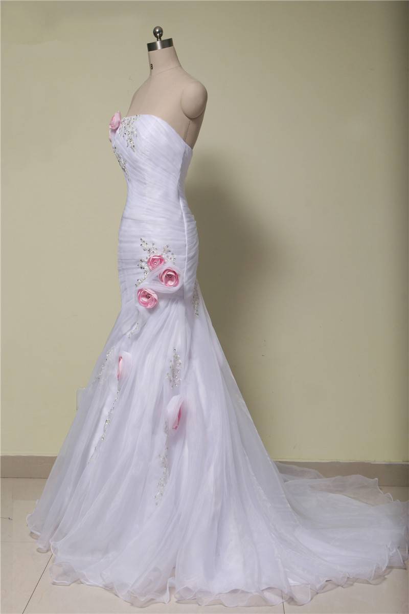 2017 Sexy Elegant Crystal Mermaid Wedding Dresses With Appliques Pleat Organza Plus Size Bridal Gowns Vestido De Novia BM02