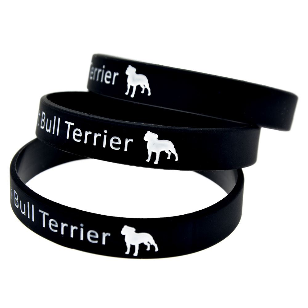 100PCS I Love My Pit Bull Terrier Silicone Bracelet Debossed and Ink Filled Logo Black Fashion Gift