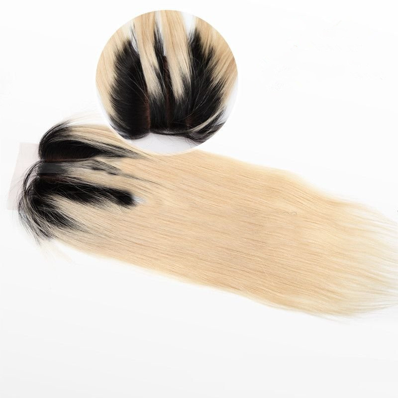 Hot Selling Wholesale Price Brazilian Hair Lace Closure 4x4 Straight Brazilian Blonde 1B 613 Ombre Hair Lace Closure