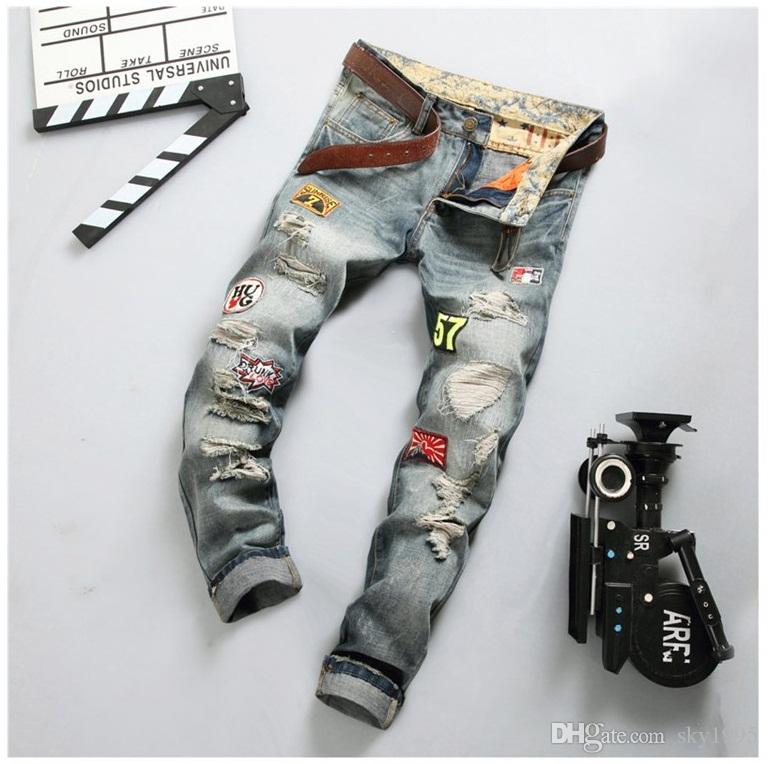 new robin mens designer hole in jeans long flag badge slim skinny denim mens pant trousers jeans, Blue
new robin mens designer hole in jeans long flag badge slim skinny denim mens pant trousers jeans, Blue
