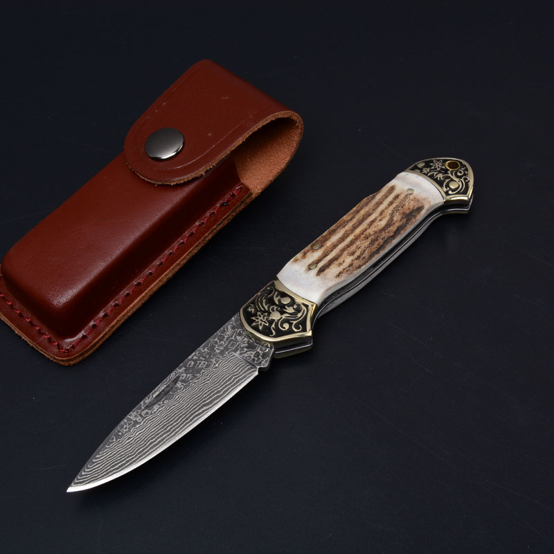 Promotion Damascus Survival Folding Knife Antler Handle EDC Pocket Knife Outdoor Survival Knives Xmas Gift
Promotion Damascus Survival Folding Knife Antler Handle EDC Pocket Knife Outdoor Survival Knives Xmas Gift