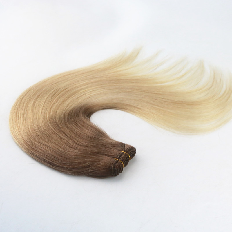 Ombre Color #6#613 Hot Selling Hair Weft Remy Hair Weaving Straight Hair Extension 100G Per Bundle In Stock