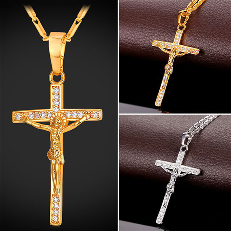 Crucifix Cross Necklace Pendant for Women Men Platinum Plated 18K Real Gold Plated Jewelry with Cubic Zirconia
Crucifix Cross Necklace Pendant for Women Men Platinum Plated 18K Real Gold Plated Jewelry with Cubic Zirconia