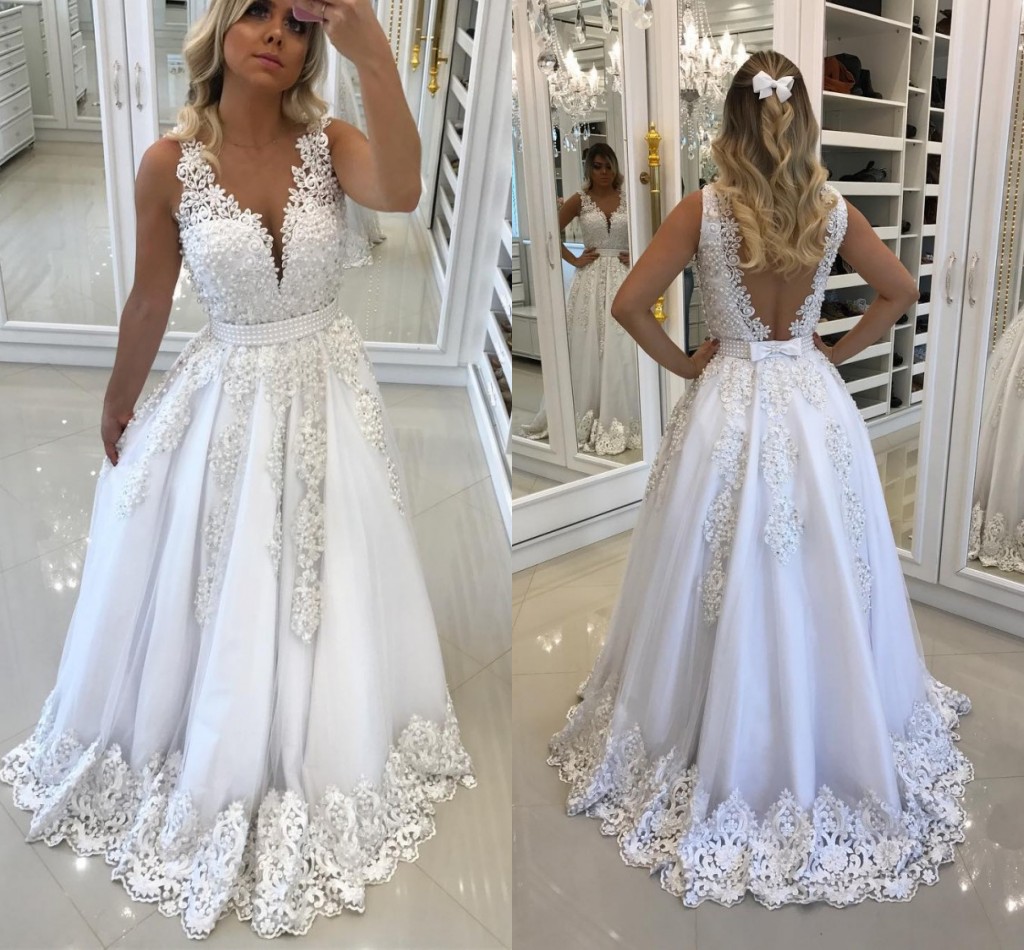 Elegant White Lace Evening Dresses Sheer Neck Sleeveless Appliques Pearl Tulle Satin Illusion Back Prom Dresses Formal Evening Gowns, Hunter
Elegant White Lace Evening Dresses Sheer Neck Sleeveless Appliques Pearl Tulle Satin Illusion Back Prom Dresses Formal Evening Gowns, Hunter