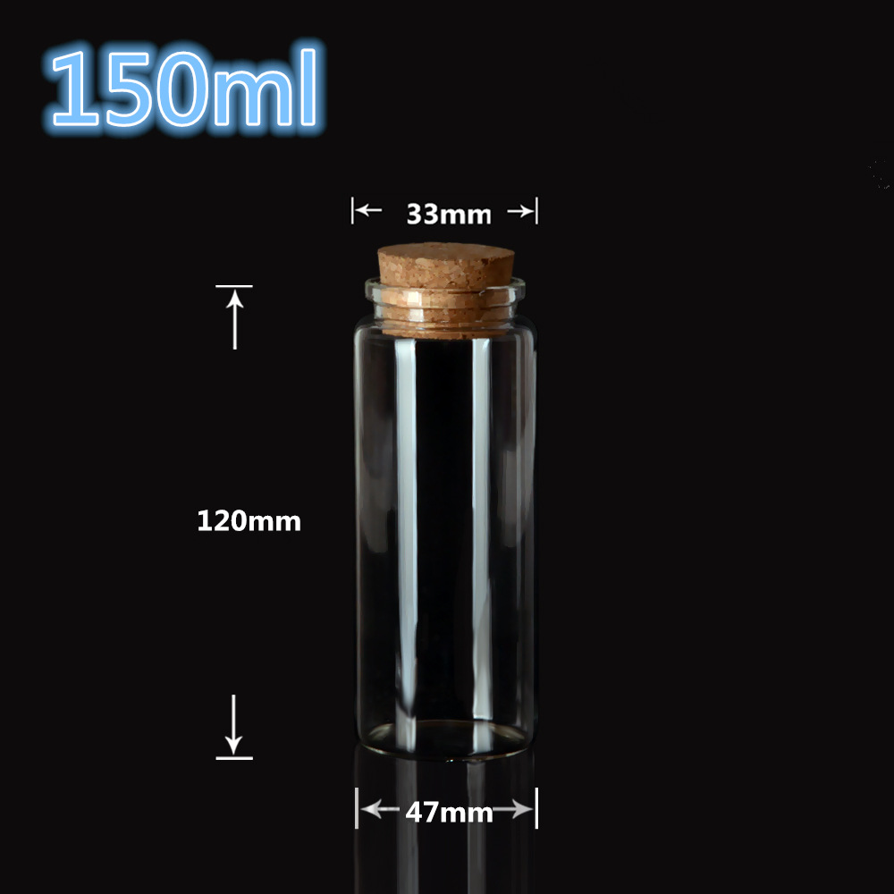 Wholesale- Glass Bottles with Cork Crafts Bottles Jars Weding Gift 50ml 80ml 100ml 150ml Empty Jars Containers Bottles 24pcs Free Shipping