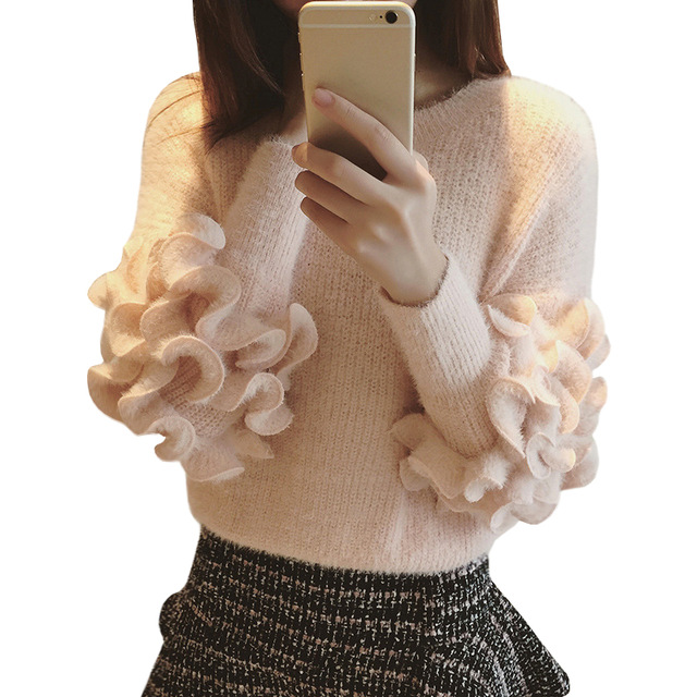 Wholesale- Autumn Winter Sweater Women Sweet Wood Ear Edge Jumper Thin Loose long-sleeved Mohair Pullover Thick Clothing Vestidos LXJ149, Gray
Wholesale- Autumn Winter Sweater Women Sweet Wood Ear Edge Jumper Thin Loose long-sleeved Mohair Pullover Thick Clothing Vestidos LXJ149, Gray