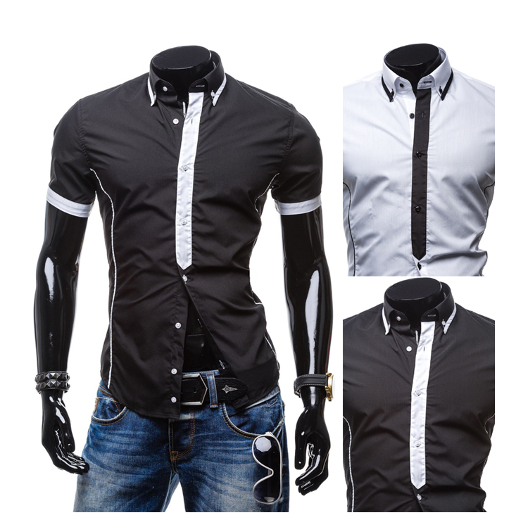 Wholesale-Mens Dress Shirts Fashion Cotton Turn-down Collar Patchwork Men Shirt New Summer Short Sleeve Chemise Manche Courte Homme, Black
Wholesale-Mens Dress Shirts Fashion Cotton Turn-down Collar Patchwork Men Shirt New Summer Short Sleeve Chemise Manche Courte Homme, Black