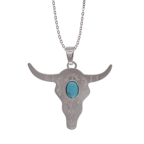 Fashion buffalo Head bead Silver Color Bull Cattle Charm Bead Longhorn Resin Horn Cattle Pendant for Jewelry carnelian y75