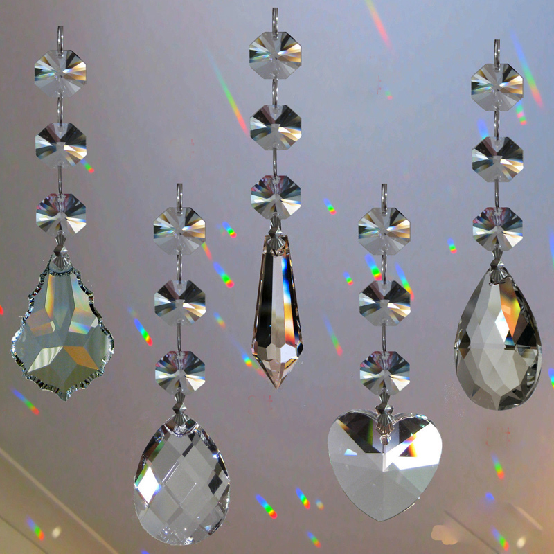 5pcs Crystal Chandelier Lamp Prisms Part Hanging Glass Teardrop Pendants with Octagon Beads Silver Jump Rings Connector
5pcs Crystal Chandelier Lamp Prisms Part Hanging Glass Teardrop Pendants with Octagon Beads Silver Jump Rings Connector