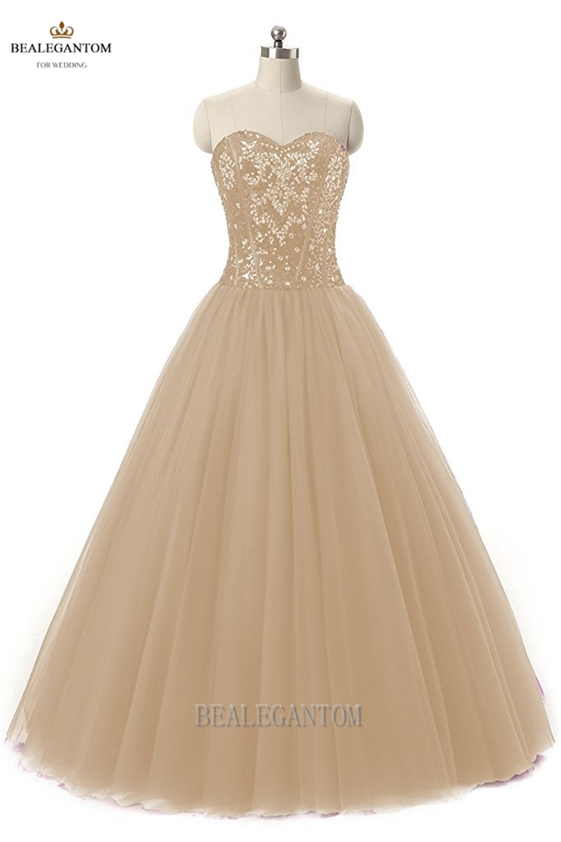 real photo sweetheart ball gown quinceanera dresses with sequins tulle beaded plus size prom pageant debutante party gown bm12