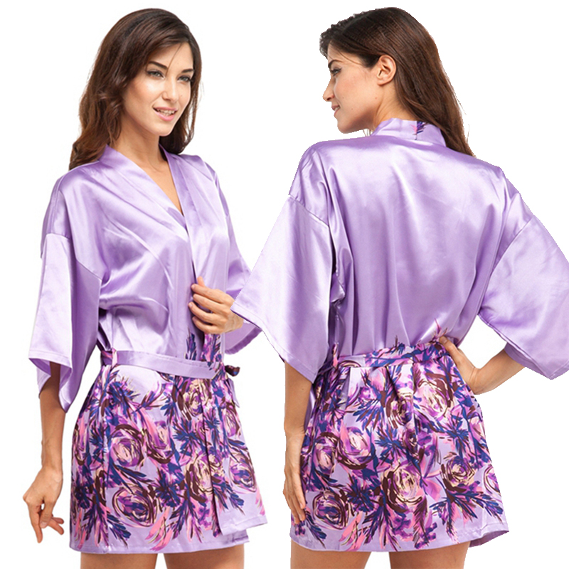 Wholesale- 2017 Short Satin Bridesmaid Bride Robe Sexy Women Floral Print Wedding Party Kimono Robes Woman Night Dress Bathrobe Pajamas, Brown
Wholesale- 2017 Short Satin Bridesmaid Bride Robe Sexy Women Floral Print Wedding Party Kimono Robes Woman Night Dress Bathrobe Pajamas, Brown
