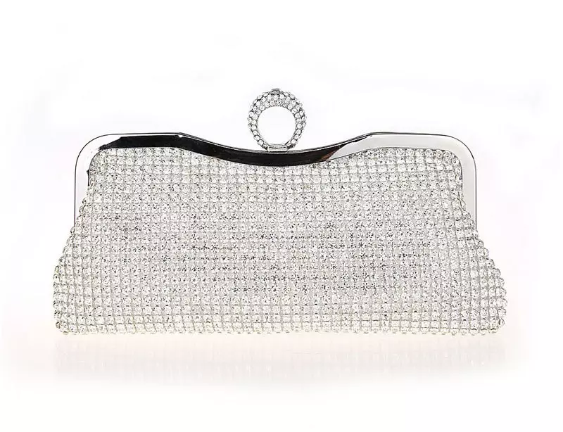 Top quality new Rhinestones Women Clutch Bags Diamonds Finger Ring Evening Bags Crystal Wedding Bridal Handbags Purse Bags Black/Gold Silver