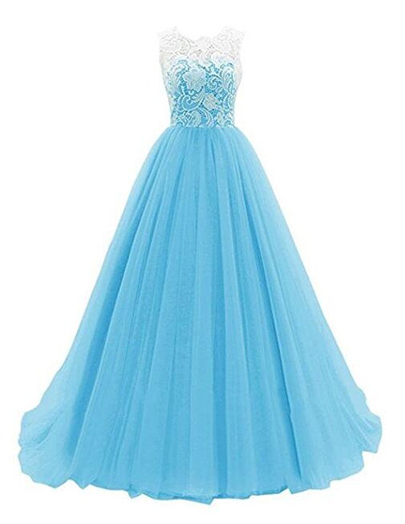 2017 New Lace Prom Dresses Tulle Floor-Length Party Dress Floor-Length Evening Formal Long Party Gown BM80