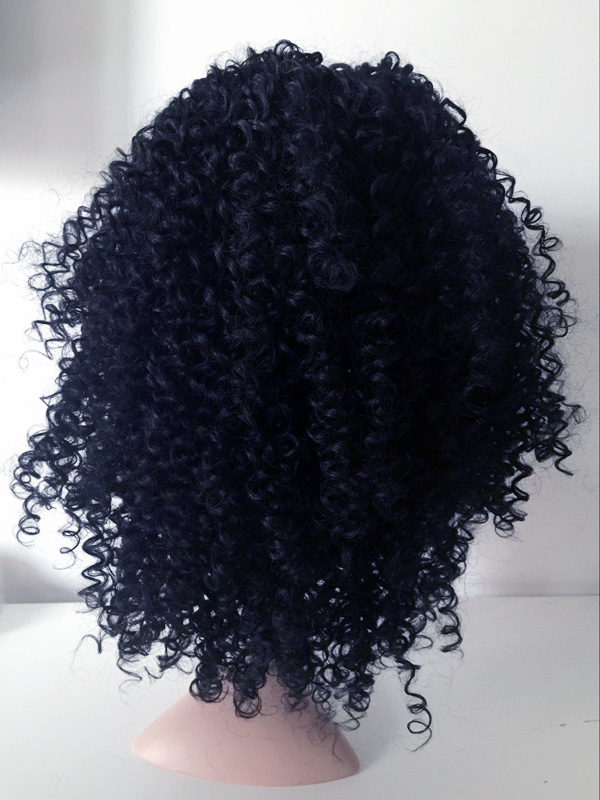 24INCH Beautiful Long Black curly Midle Part womens Hair Front Lace Synthetic Hair wigs