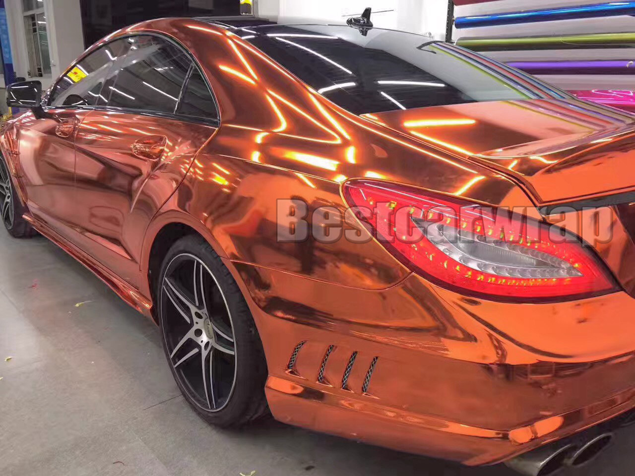Premium Orange Chrome Vinyl Wrap With Air bubble Free flexible stretchable Mirror Chrome For Car COVERING styling 1.52x20m/Roll 5x66ft