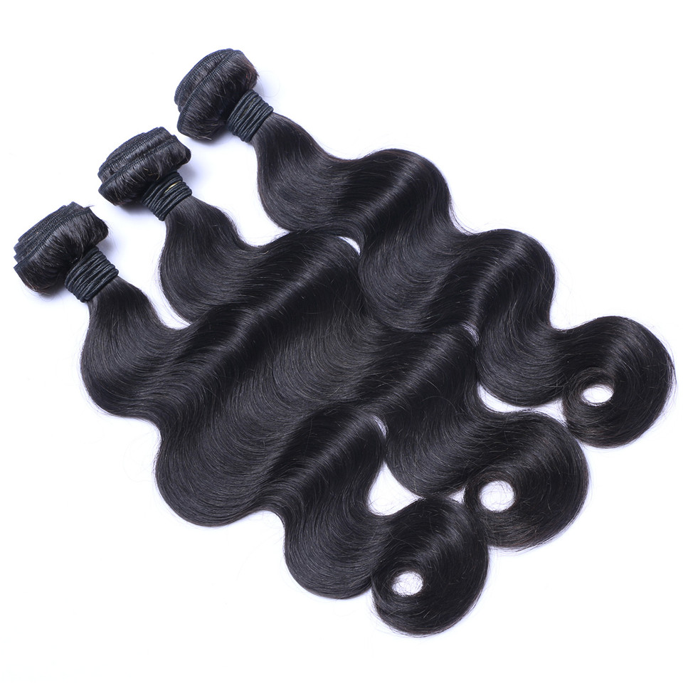 Free shipping 32inch Brazilian Human Remy Virgin Body Wave Weaves Hair Extensions Natural Color 100g/bundle Double Wefts 3Bundles/lot