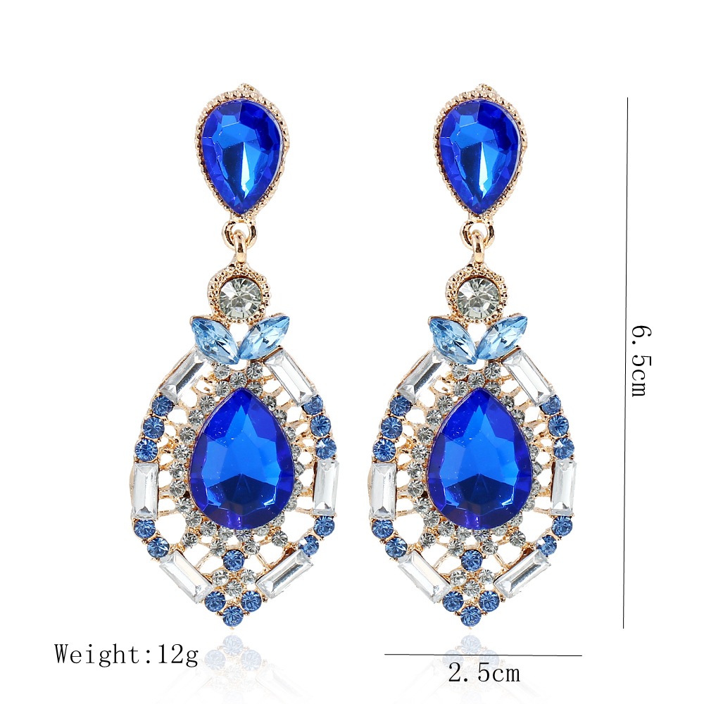 Wedding Accessories Fashion Rhinestone Jewelry Diamond Bridal Earrings In Stock Green Blue wedding Jewellery Sets Earring