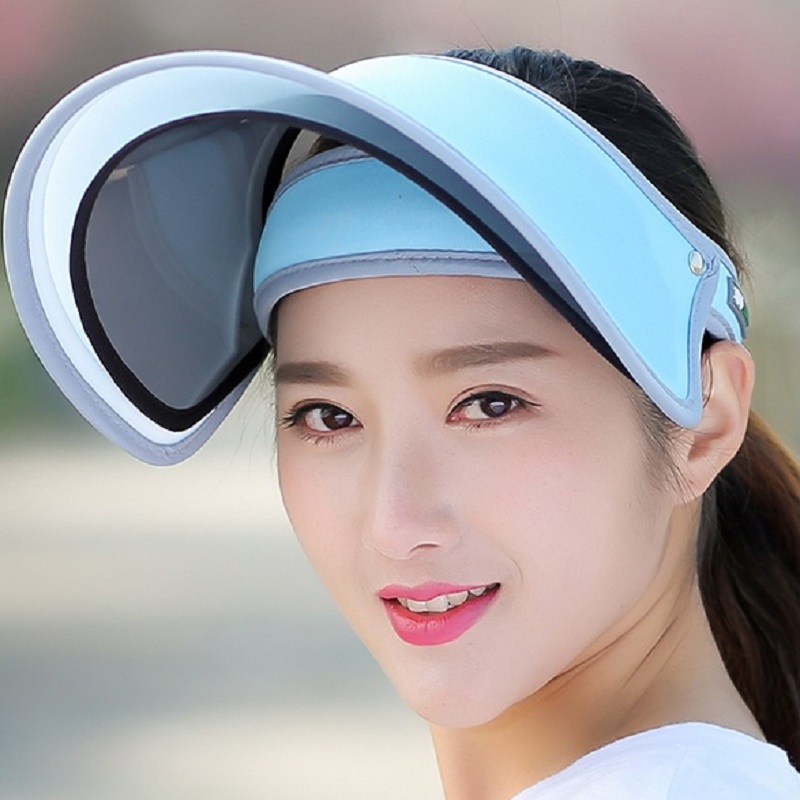 Summer Fashion Women Visor Empty Top Sun Hat Wide Large Brim Face Sunscreen Cap Beach Travel Hats Sun Protection Caps