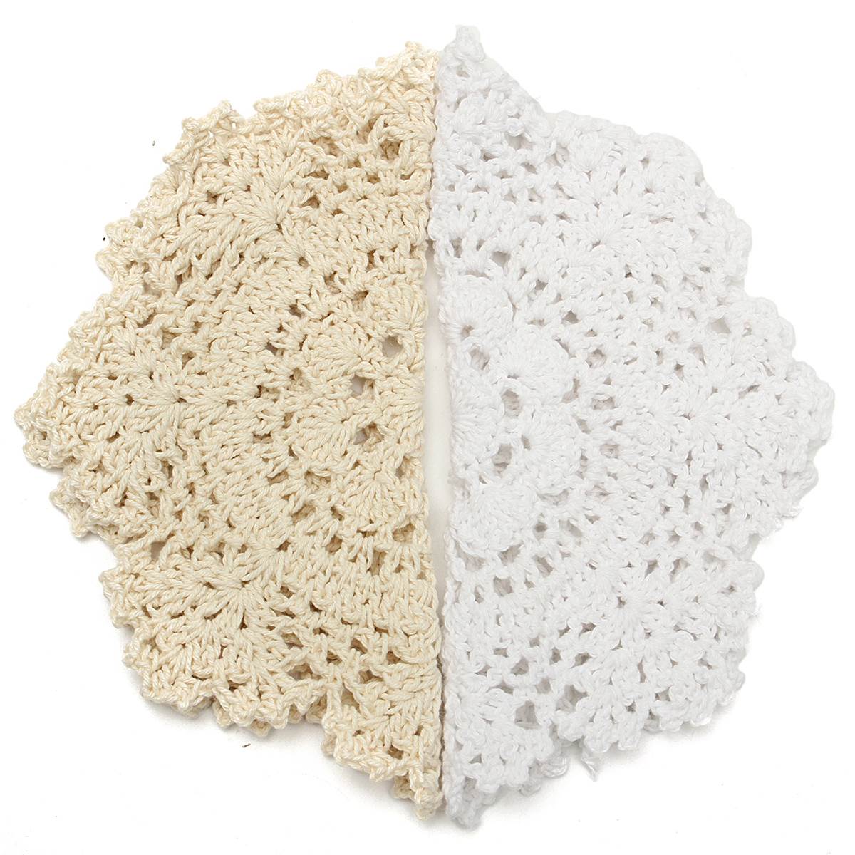Wholesale- Vintage Cotton Yarn Table Mat Coasters Round Hand Crocheted Lace Doilies Home Dining Table Decorative Accessories Fabrics