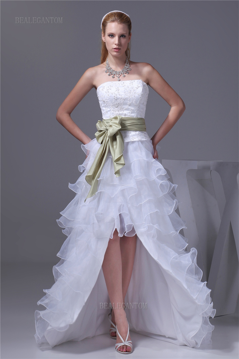 new elegant real photo strapless organza wedding dresses aline bow plus size wedding party bridal gowns bm37