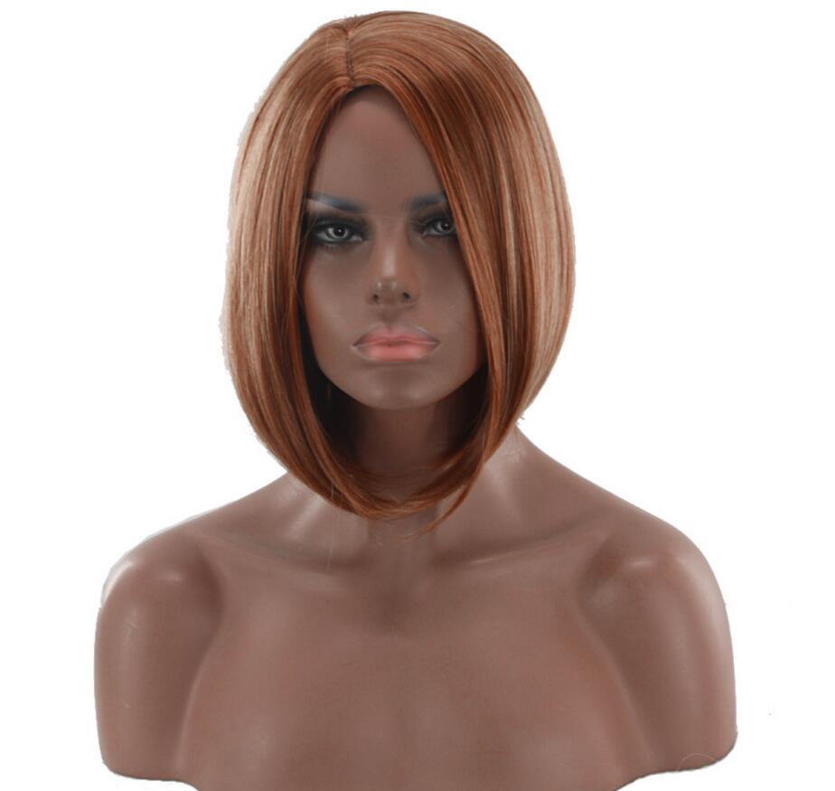 Fashion Short BOB Synthetic Straight Brown wig Hairstyle Hightemperature Cosplay Hair for Ladys