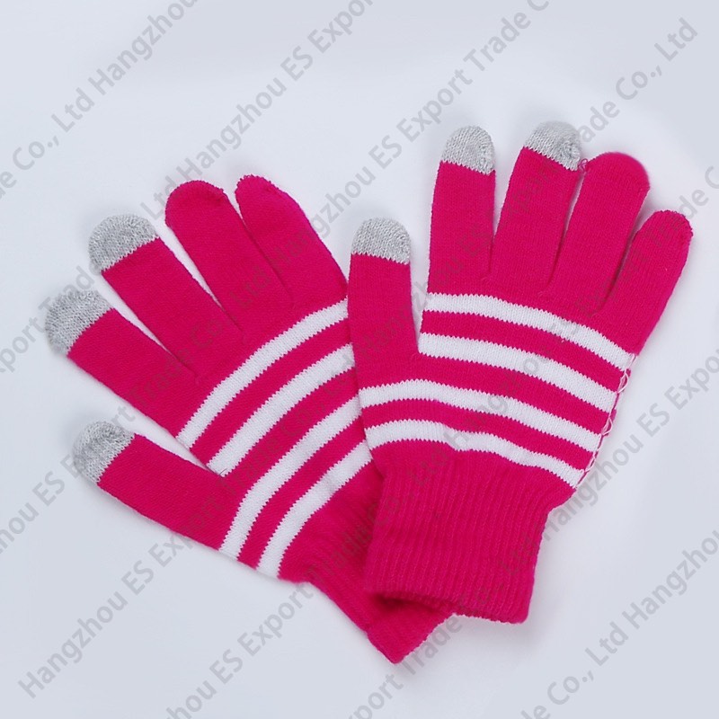 Mix Colors Classic Stripe Winter Warm Touch Screen Gloves For Table And Cellphone Stretchable Pure Color Five Fingers Glove
