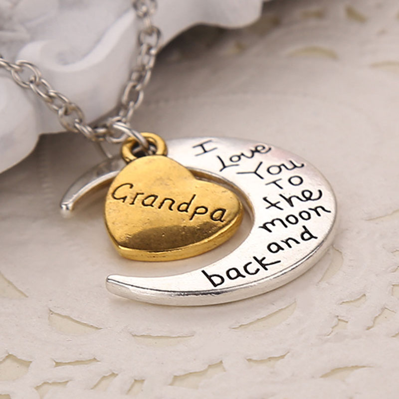 Letter To The Moon and Back Heart Necklace mother's day Lovers Jewelry Silver Gold Family Members Lobster Pendant Drop Ship
Letter To The Moon and Back Heart Necklace mother's day Lovers Jewelry Silver Gold Family Members Lobster Pendant Drop Ship