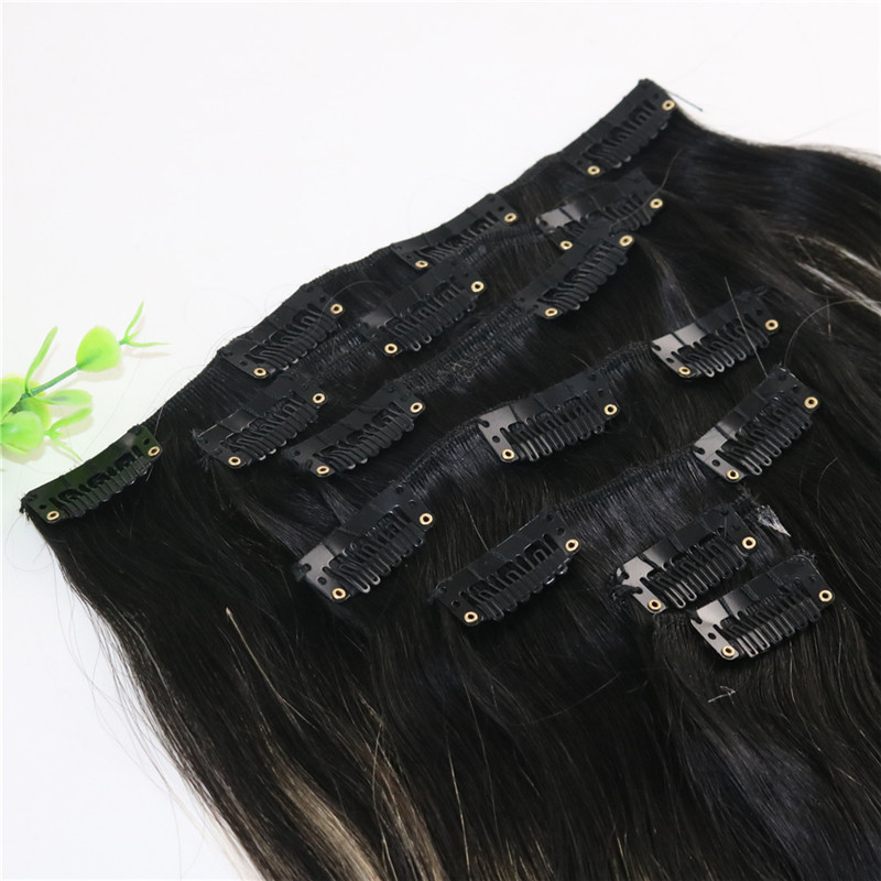8A 7pcs 120gram Clip In Human Hair Extensions Ombre Dark Natural Root To Ash Blonde Balayage Highlights Hairstyle