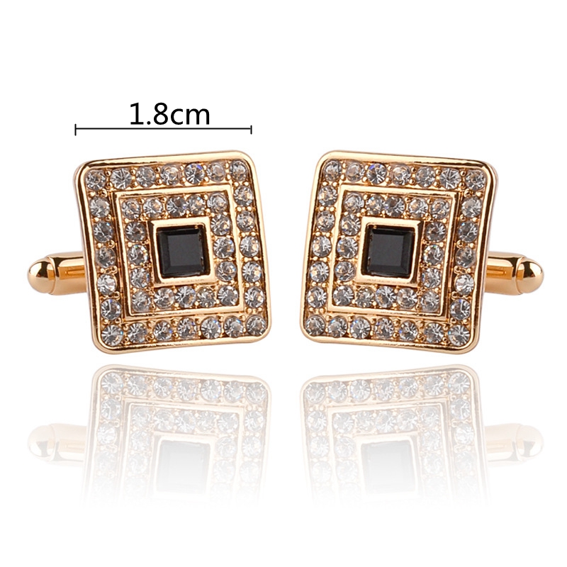 Fashion French Man Cufflink Designer Crystal Cuff Links Shell Rhinestone Silver Black Gold Plated Enamel Business Alloy Shirt Cuff